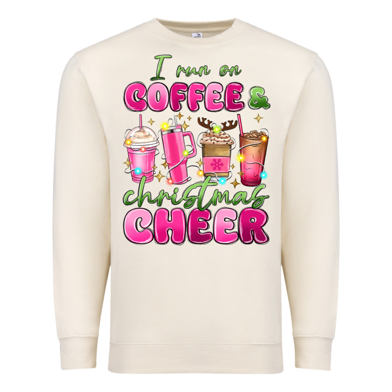 I Run On Coffee And Christmas Cheer Premium Sweatshirt by MaliasSmallBusiness | Teevron