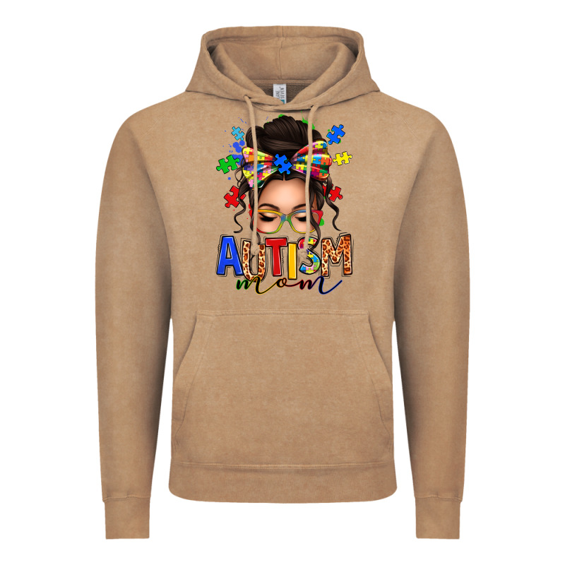 Autism Mom Afro Messy Bun Vintage Hoodie by texasbilliewilder | Teevron