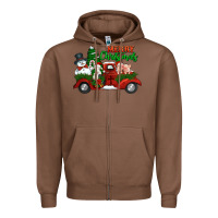 Chestnut merry christmas snowman and farm animals truck Zipper Hoodie - Jasminsmagicworld