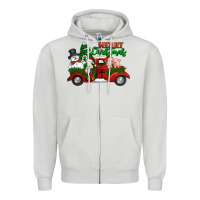 Dove Grey merry christmas snowman and farm animals truck Zipper Hoodie - Jasminsmagicworld
