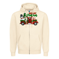 Sandshell merry christmas snowman and farm animals truck Zipper Hoodie - Jasminsmagicworld