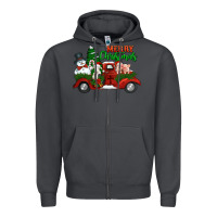 Smoke merry christmas snowman and farm animals truck Zipper Hoodie - Jasminsmagicworld