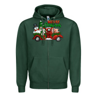Sports Green merry christmas snowman and farm animals truck Zipper Hoodie - Jasminsmagicworld