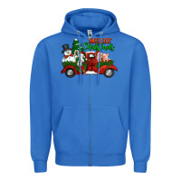 True Royal merry christmas snowman and farm animals truck Zipper Hoodie - Jasminsmagicworld