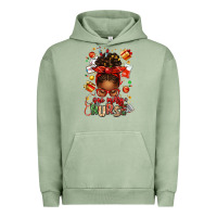 Pigment Oil Green one merry nurse afro messy bun Urban Hoodie - texasbilliewilder