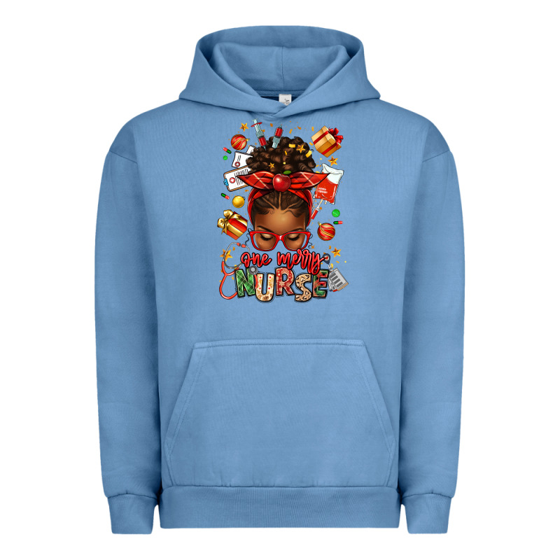 One Merry Nurse Afro Messy Bun Urban Hoodie by texasbilliewilder | Teevron