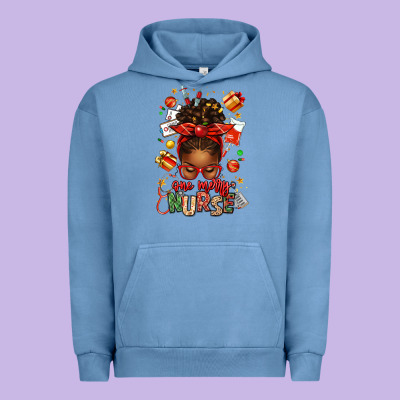 One Merry Nurse Afro Messy Bun Urban Hoodie Designed By Texasbilliewilder