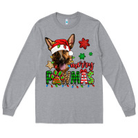 Heather Grey merry pawmas christmas german shepherd Long Sleeve Tee - Jasminsmagicworld