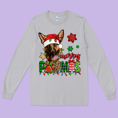 Merry Pawmas Christmas German Shepherd Long Sleeve Tee Designed By Jasminsmagicworld
