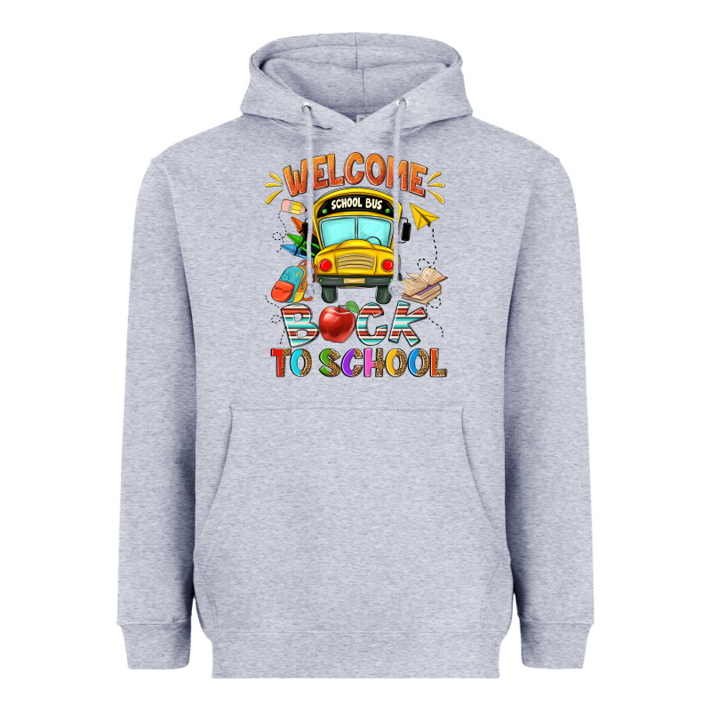 Welcome Back To School With School Bus Heavyweight Hoodie by NancyCooperArtShop | Teevron