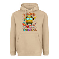 Mushroom welcome back to school with school bus Heavyweight Hoodie - NancyCooperArtShop