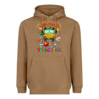 Toasted Coconut welcome back to school with school bus Heavyweight Hoodie - NancyCooperArtShop