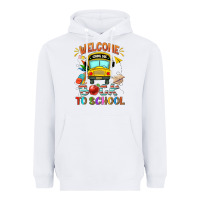 White welcome back to school with school bus Heavyweight Hoodie - NancyCooperArtShop