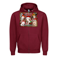 Burgundy merry christmas goats Zipper Hoodie - Jasminsmagicworld