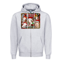 Heather Grey merry christmas goats Zipper Hoodie - Jasminsmagicworld
