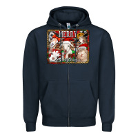 Navy merry christmas goats Zipper Hoodie - Jasminsmagicworld