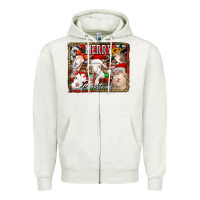 Oatmeal Heather merry christmas goats Zipper Hoodie - Jasminsmagicworld