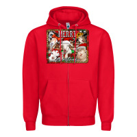 Red merry christmas goats Zipper Hoodie - Jasminsmagicworld