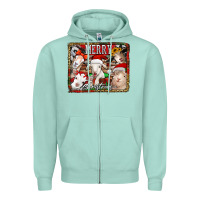 Seafoam merry christmas goats Zipper Hoodie - Jasminsmagicworld