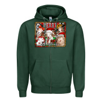 Sports Green merry christmas goats Zipper Hoodie - Jasminsmagicworld
