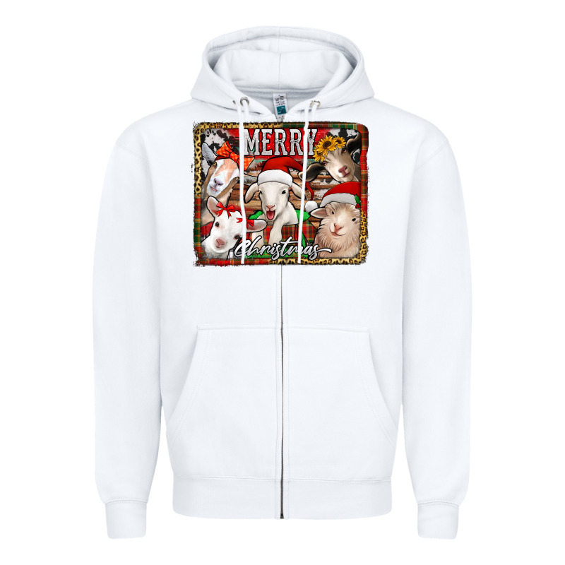 Merry Christmas Goats Zipper Hoodie by Jasminsmagicworld | Teevron
