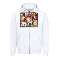 White merry christmas goats Zipper Hoodie - Jasminsmagicworld