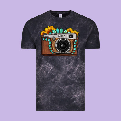 Sunflower Gemstone Vintage Camera Vintage Tee Designed By Fadigitalartstudio