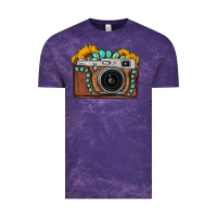 Cloud Purple Sunflower Gemstone Vintage Camera Vintage Tee - FaDigitalArtStudio
