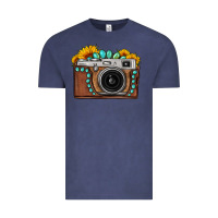 Vintage Denim Sunflower Gemstone Vintage Camera Vintage Tee - FaDigitalArtStudio