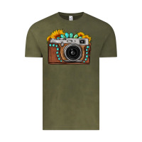 Vintage Olive Sunflower Gemstone Vintage Camera Vintage Tee - FaDigitalArtStudio