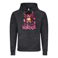 Brest Cancer Warrior Afro Messy Bun Vintage Hoodie | Teevron