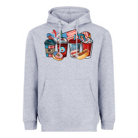 Heather Grey 4th of july coffee cups Heavyweight Hoodie - NancyCooperArtShop