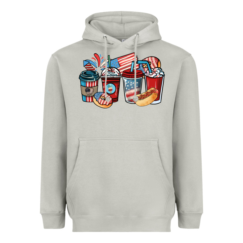 4th Of July Coffee Cups Heavyweight Hoodie by NancyCooperArtShop | Teevron