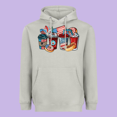 4th Of July Coffee Cups Heavyweight Hoodie Designed By Nancycooperartshop