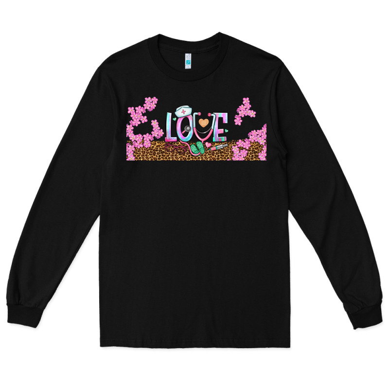 Watercolor Love Nurse Libbey Glass Long Sleeve Tee by BundleAndBundleShop | Teevron