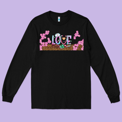 Watercolor Love Nurse Libbey Glass Long Sleeve Tee Designed By Bundleandbundleshop