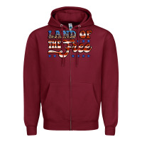 Burgundy land of the free america Zipper Hoodie - Jasminsmagicworld