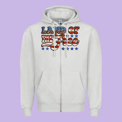Land Of The Free America Zipper Hoodie Designed By Jasminsmagicworld