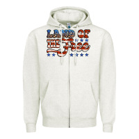 Oatmeal Heather land of the free america Zipper Hoodie - Jasminsmagicworld