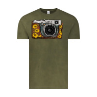 Vintage Olive sunflower leopard vintage camera Vintage Tee - FaDigitalArtStudio