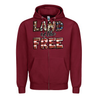 Burgundy Land of the free America western pattern Zipper Hoodie - Jasminsmagicworld