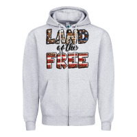 Heather Grey Land of the free America western pattern Zipper Hoodie - Jasminsmagicworld