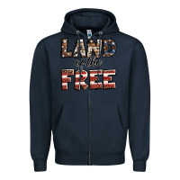 Navy Land of the free America western pattern Zipper Hoodie - Jasminsmagicworld