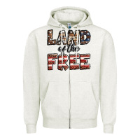Oatmeal Heather Land of the free America western pattern Zipper Hoodie - Jasminsmagicworld