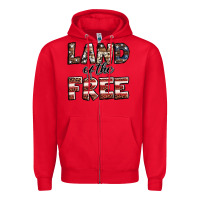 Red Land of the free America western pattern Zipper Hoodie - Jasminsmagicworld