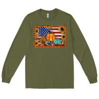 Army Green american flag fall backgraund Long Sleeve Tee - JahusDesignShop