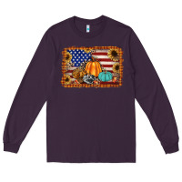 Plum american flag fall backgraund Long Sleeve Tee - JahusDesignShop