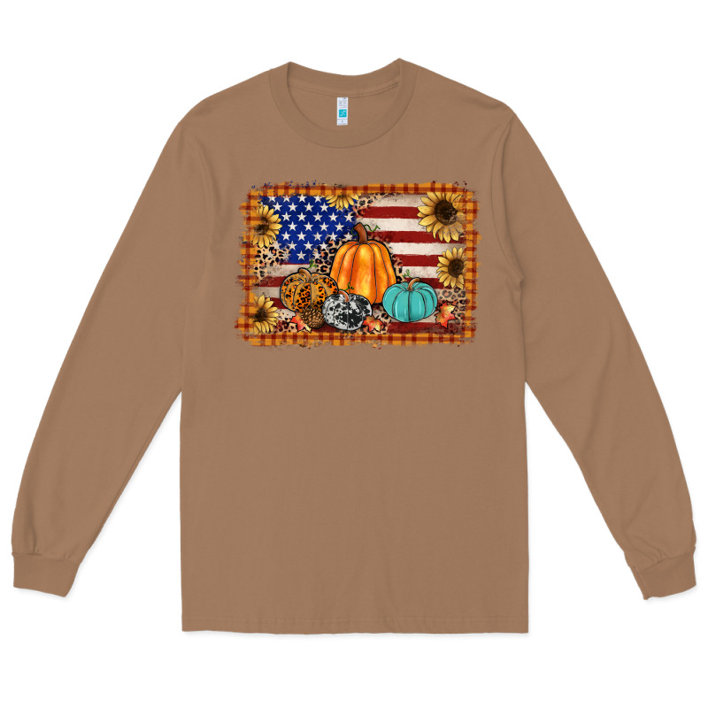 American Flag Fall Backgraund Long Sleeve Tee by JahusDesignShop | Teevron