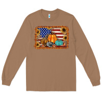 Toasted Coconut american flag fall backgraund Long Sleeve Tee - JahusDesignShop