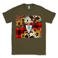 Army Green bullskull Sunflower Classic Tee - JahusDesignShop